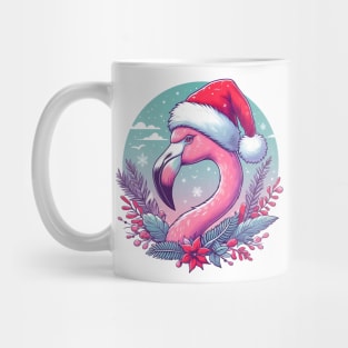 Tropical Christmas, flamingo with Santa hat Mug
